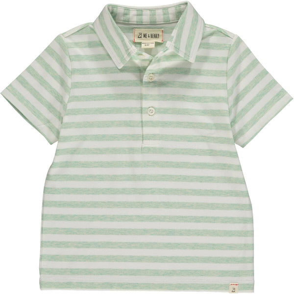 Flagstaff Sage/White Stripe Polo - Born Childrens Boutique