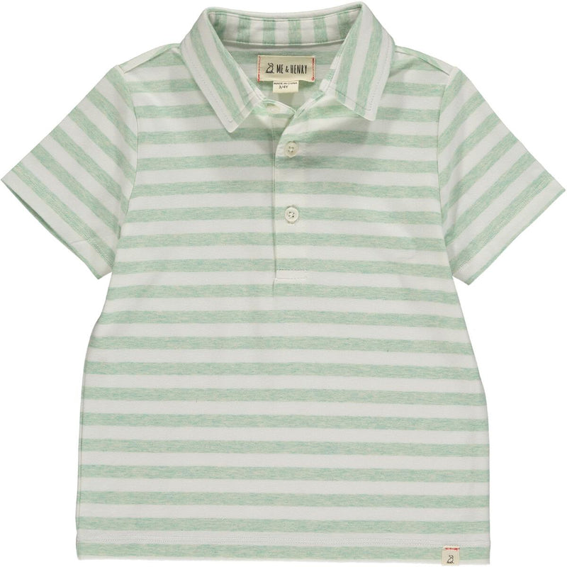 Flagstaff Sage/White Stripe Polo - Born Childrens Boutique