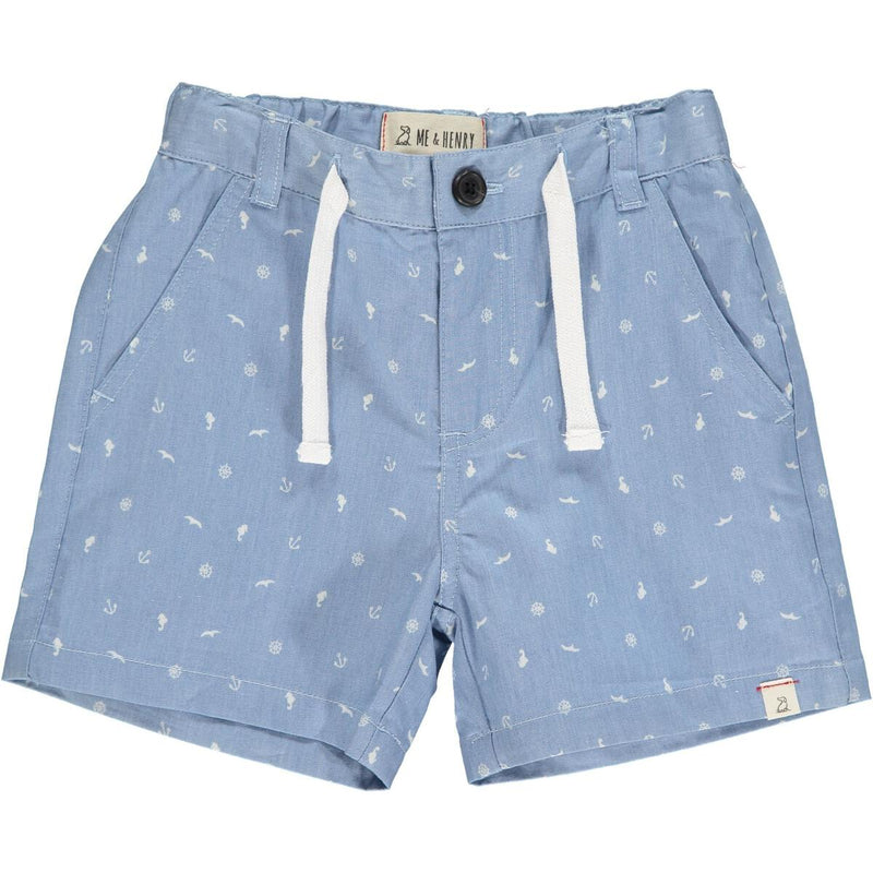 Crew Sailor Print Chambray Shorts - Born Childrens Boutique