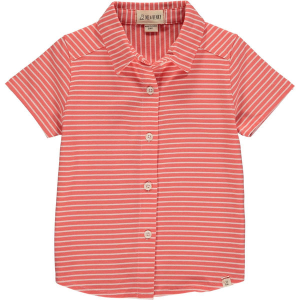 Tiller Coral Stripe Jersey Shirt - Born Childrens Boutique