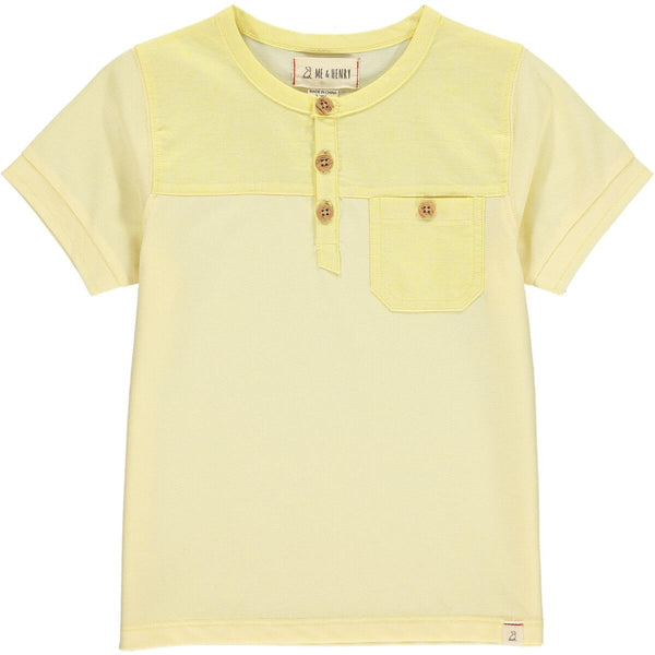 Boardwalk Lemon Pique Henley - Born Childrens Boutique