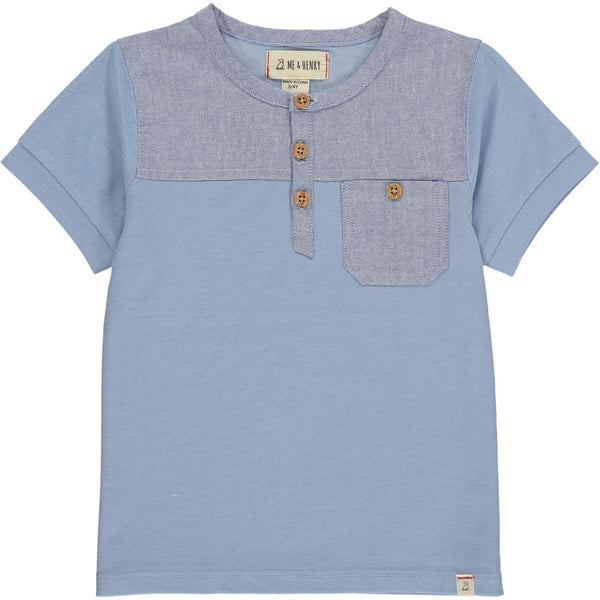 Boardwalk Blue Pique Henley - Born Childrens Boutique