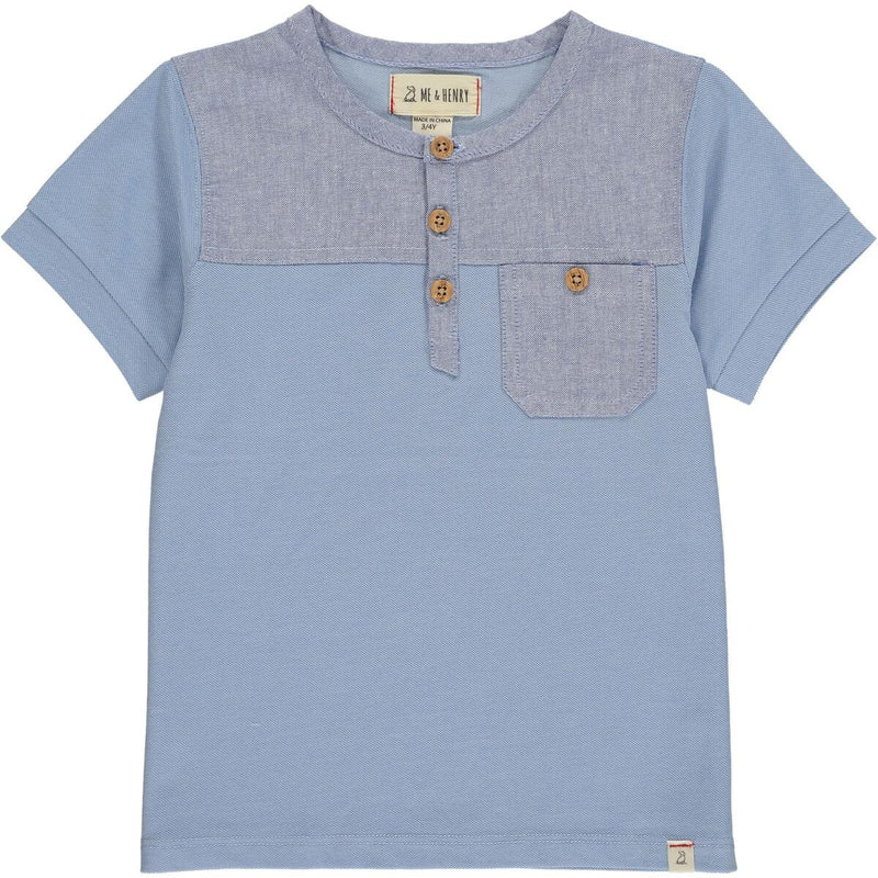 Boardwalk Blue Pique Henley - Born Childrens Boutique