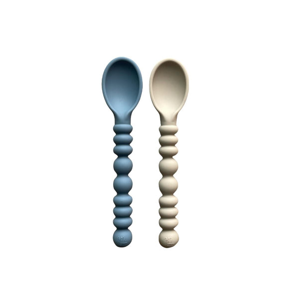 Silicone Spoon Set, Slate/Taupe - Born Childrens Boutique