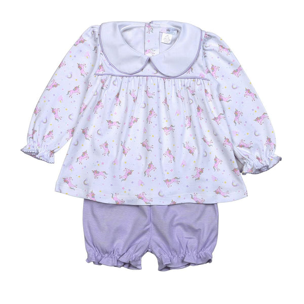 Baby Loren Unicorns Pima Bloomers Set - Born Childrens Boutique