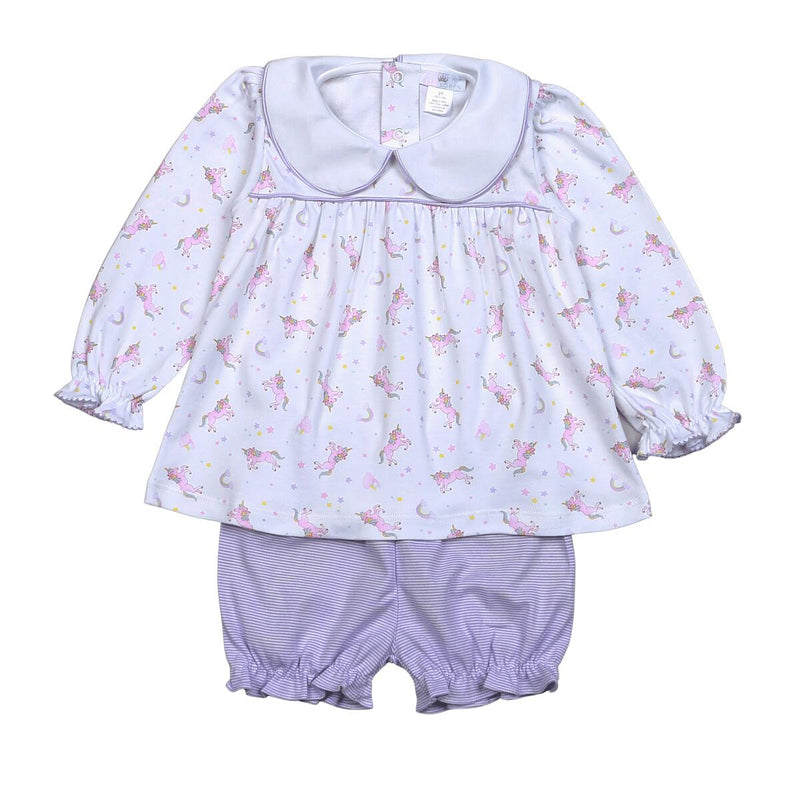 Baby Loren Unicorns Pima Bloomers Set - Born Childrens Boutique