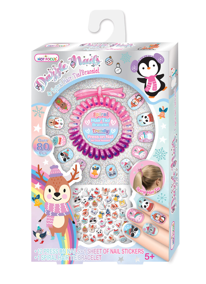 Dazzle Nails + Spiral Hair Tie/Bracelet - Born Childrens Boutique