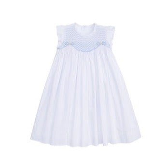 Smocked Bella Dress White - Born Childrens Boutique