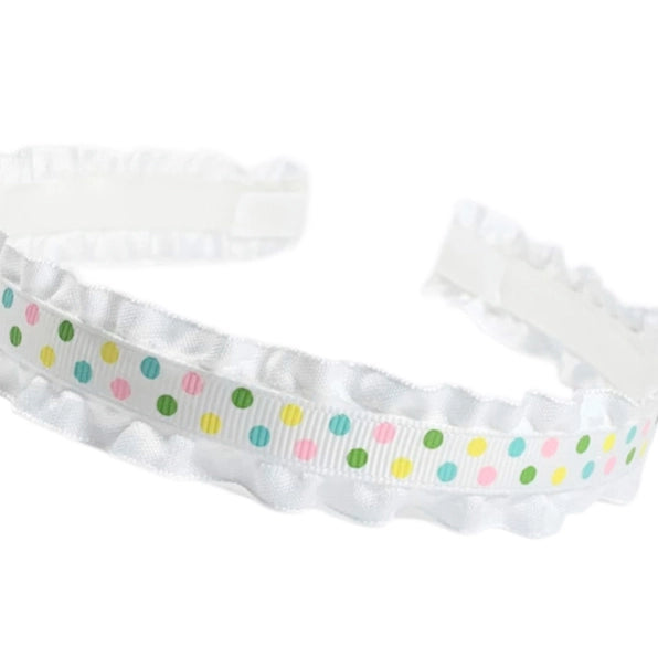 Spring Dots Double Ruffle Headband - Born Childrens Boutique