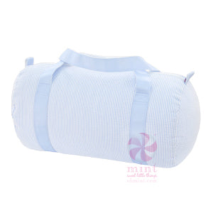 Baby Blue Seersucker Medium Duffel - Born Childrens Boutique