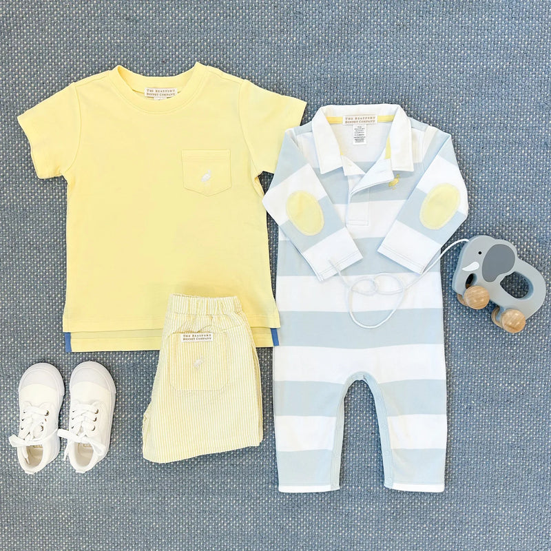 Shelton Shorts Seaside Sunny Yellow Seersucker With Worth Avenue White Stork - Born Childrens Boutique