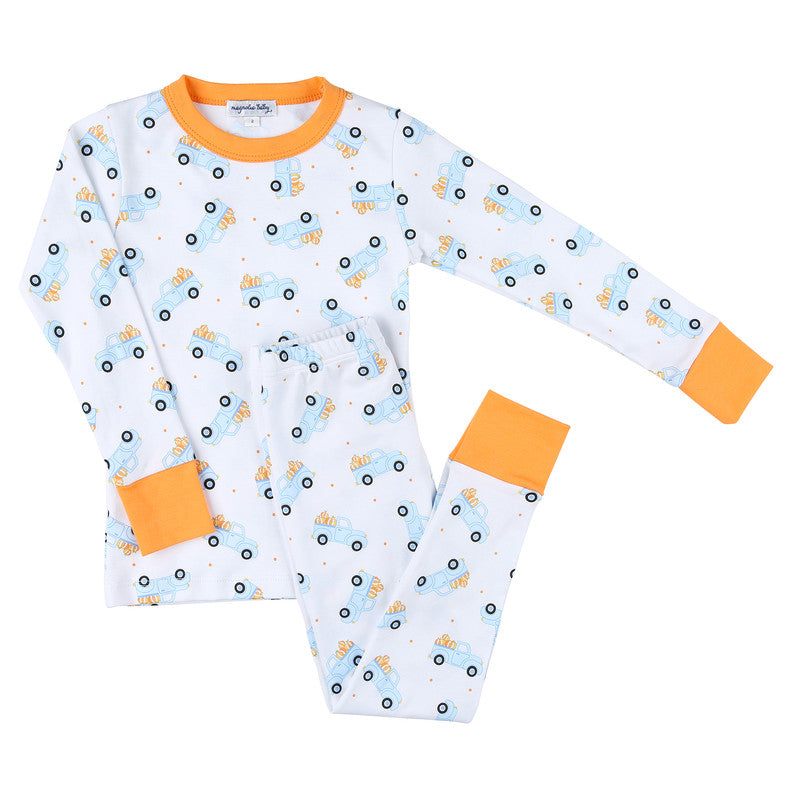 Picking Pumpkin Blue Long Pajama - Born Childrens Boutique