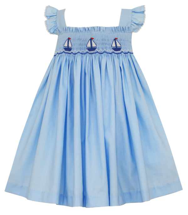 Sailboats Strap Dress - Born Childrens Boutique