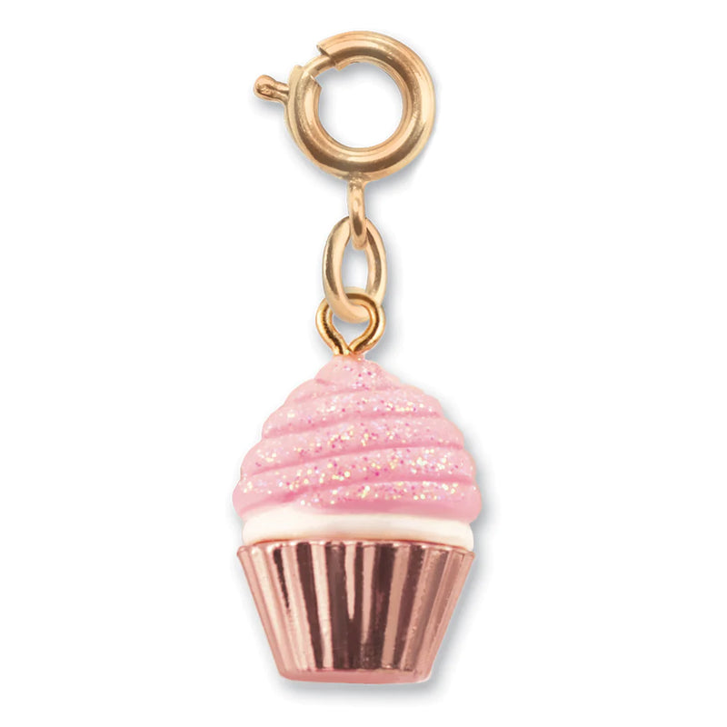Charm It!, Gold Pink Glitter Cupcake Charm - Born Childrens Boutique