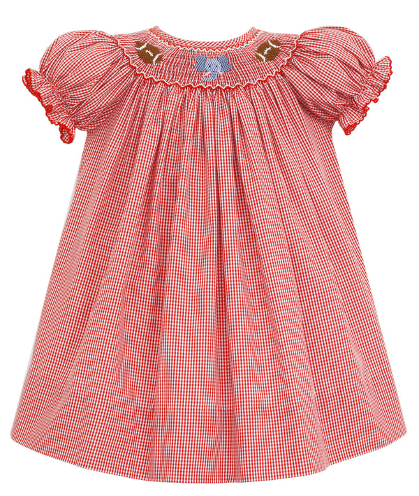 Football - Girl Bishop Dress - Red Check - Born Childrens Boutique