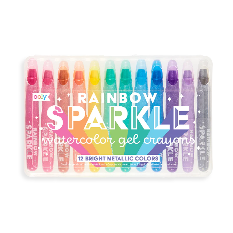 Rainbow Sparkle Metallic Watercolor Gel Crayons Set of 12 - Born Childrens Boutique