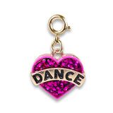 Charm It!, Gold Glitter Dance Heart Charm - Born Childrens Boutique