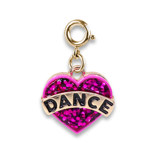 Charm It!, Gold Glitter Dance Heart Charm - Born Childrens Boutique