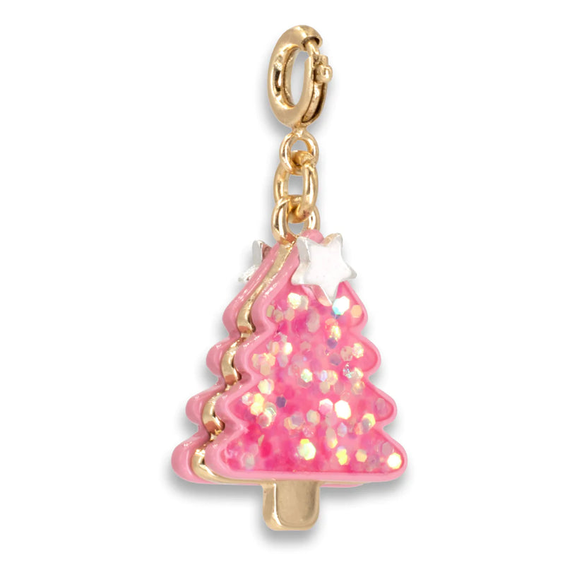 Charm It!, Gold Pink Christmas Tree Charm - Born Childrens Boutique