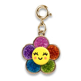 Charm It!, Gold Glitter Happy Flower Charm - Born Childrens Boutique