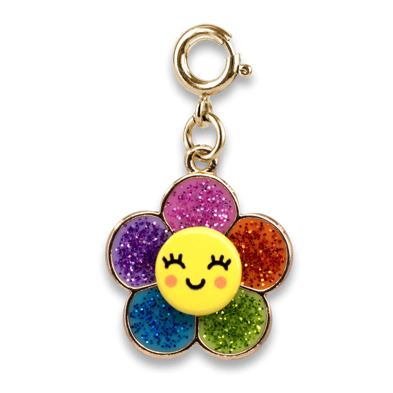 Charm It!, Gold Glitter Happy Flower Charm - Born Childrens Boutique