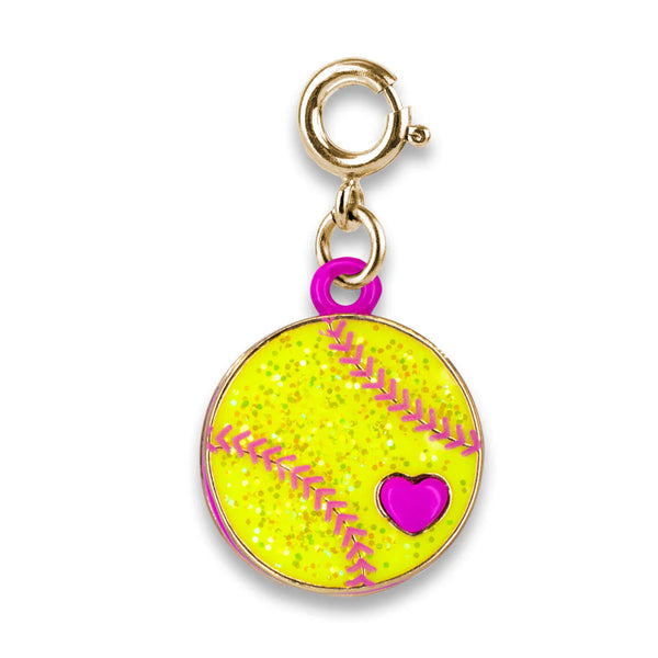Charm It!, Gold Glitter Softball Charm - Born Childrens Boutique