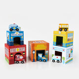 Stackables Nested Cardboard Toys & Cars Set - Busy City 10 Pc - Born Childrens Boutique