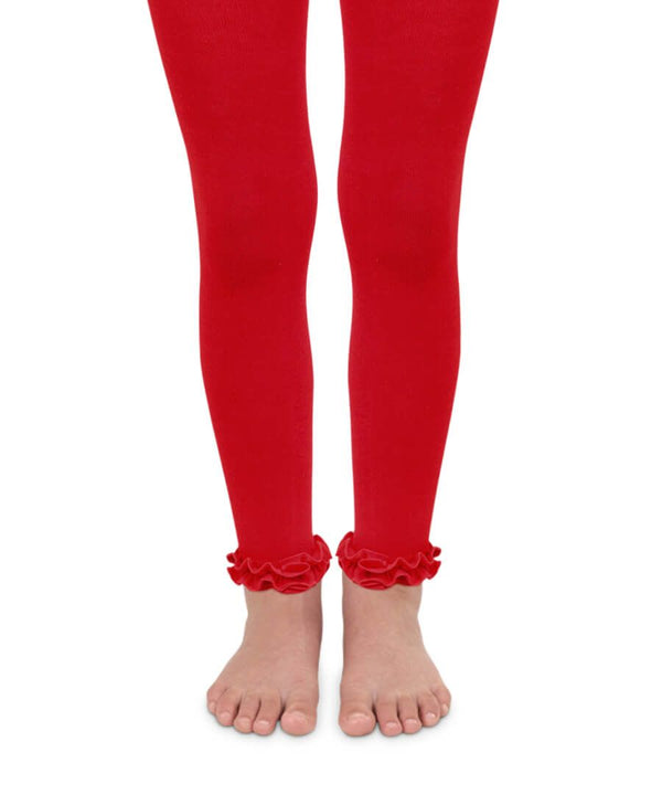 Jefferies Cotton Ruffle Footless Tights Red - Born Childrens Boutique
