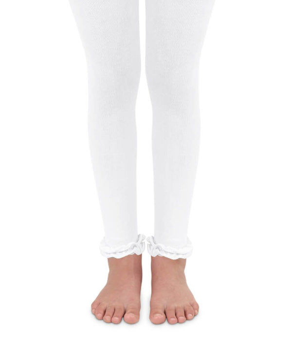 Jefferies Cotton Ruffle Footless Tights White - Born Childrens Boutique