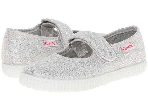 Cienta Kids Mary Jane Silver Glitter - Born Childrens Boutique