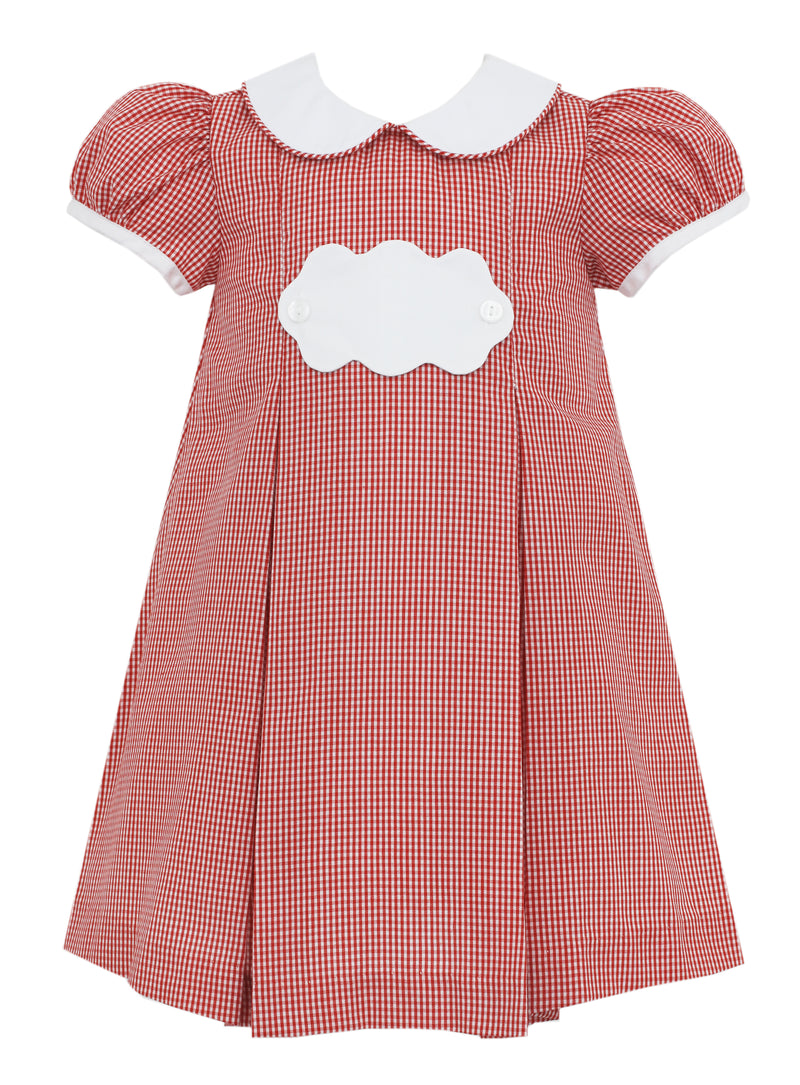 Red Gingham Float Dress w/ Blank Tab - Born Childrens Boutique
