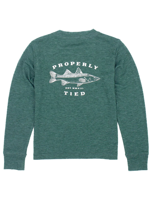 Portland Pocket Tee LS Fresh Catch Hunter Heather - Born Childrens Boutique