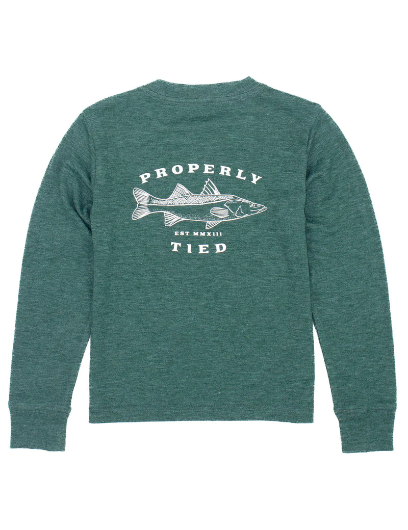 Portland Pocket Tee LS Fresh Catch Hunter Heather - Born Childrens Boutique