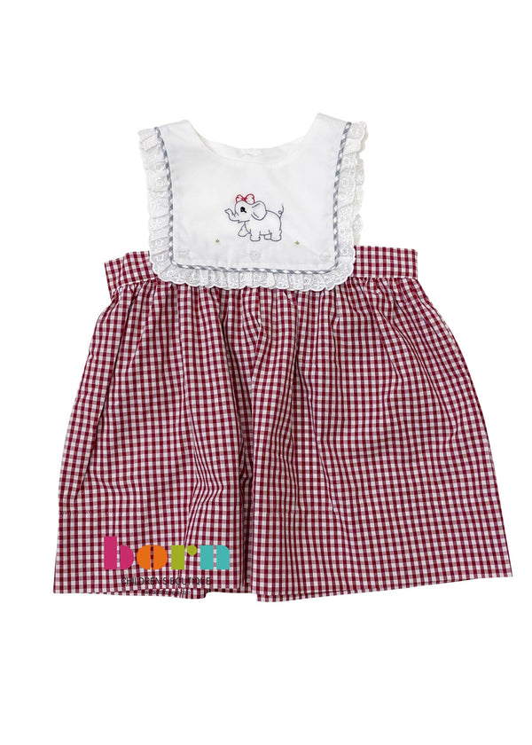 Burgundy Elephant Dress - Born Childrens Boutique