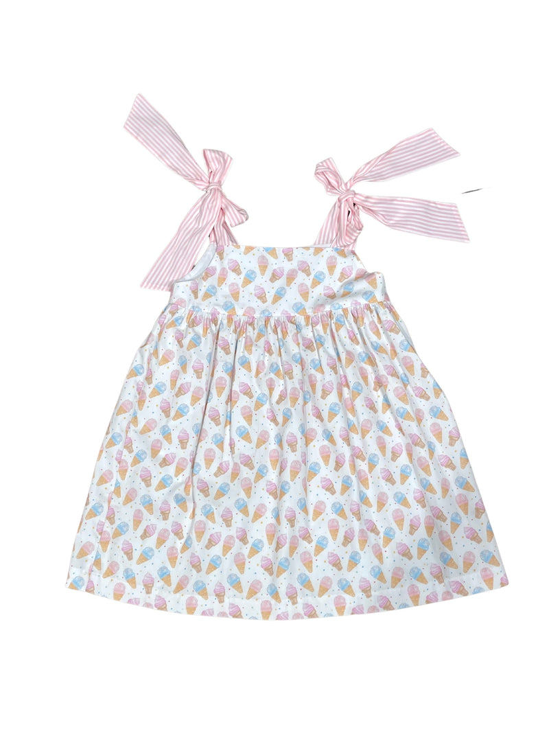 Pre-Order James and Lottie Thea Ice Cream Pink Stripe Ties Dress - Born Childrens Boutique