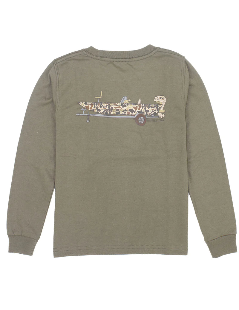 Camo Boat Long Sleeve Tan - Born Childrens Boutique