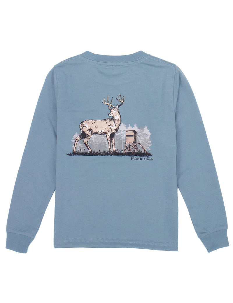 Deer Season LS Steel Blue - Born Childrens Boutique
