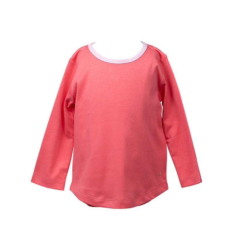 Pre-Order Athleisure Long Sleeve Scoop Hem Shirt - Flamingo - Born Childrens Boutique