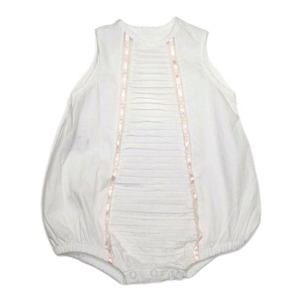 Baby Sen White Cameron Girl Bubble-Pink Ribbon - Born Childrens Boutique