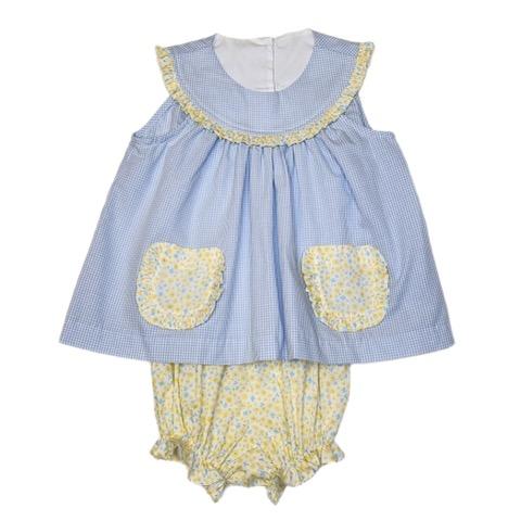 Blue/Yellow Garden Brooklyn Bloomer Set - Born Childrens Boutique