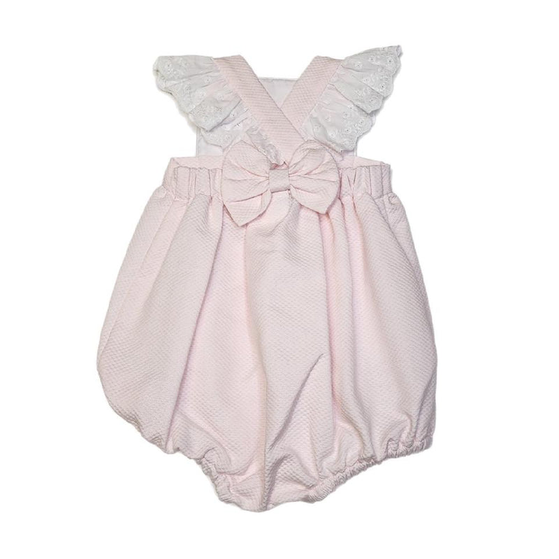 V-853BF Pink Lacey Pique Sunsuit - Born Childrens Boutique