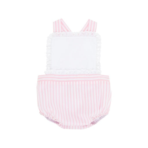 Sally Sunsuit Worth Avenue White/Pinckney Pink Stripe - Born Childrens Boutique