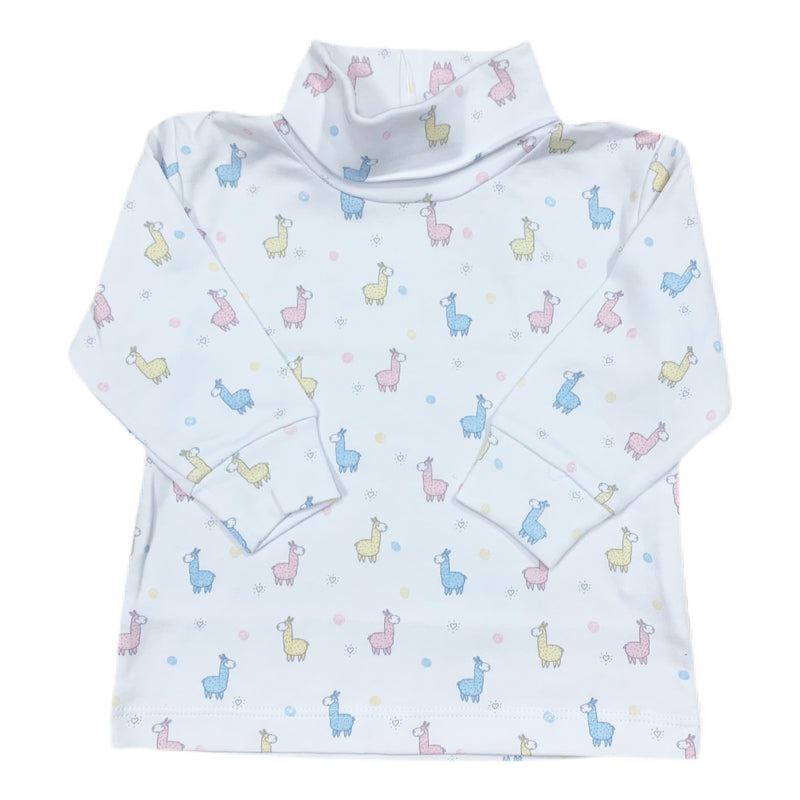 Girl Llama Print Turtleneck - Born Childrens Boutique