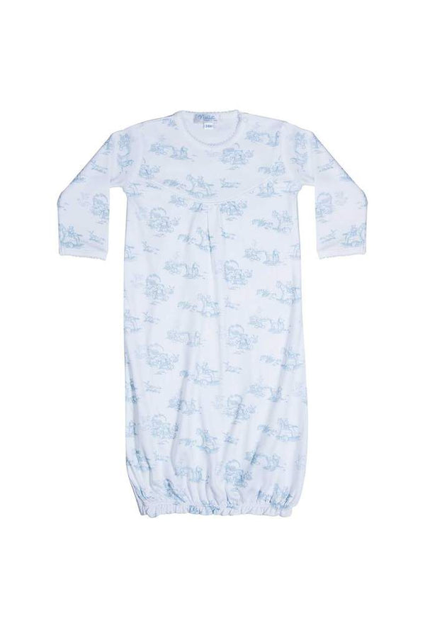 Blue Toile Baby Gown - Born Childrens Boutique