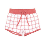Pre-Order Boardie Red Windowpane Plaid w/ Nantucket Red Waistband - Born Childrens Boutique