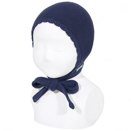 Garter Stitch Bonnet Navy - Born Childrens Boutique