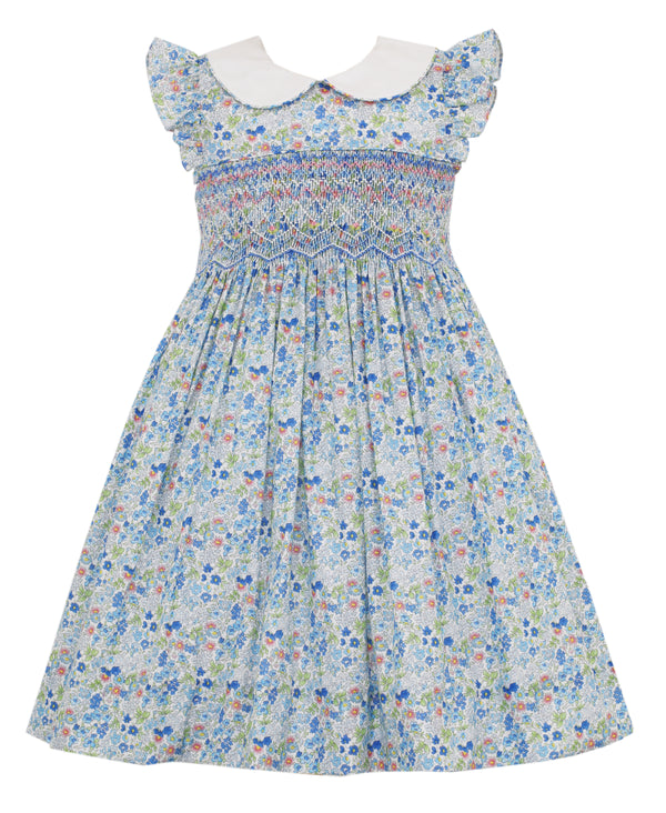 332D - Blue Liberty Floral Dress - Born Childrens Boutique