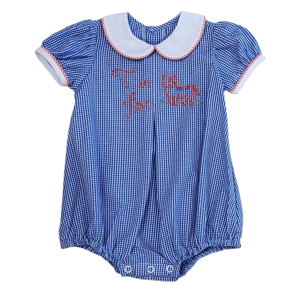 Orange/Navy Tiger Girl Bubble - Born Childrens Boutique