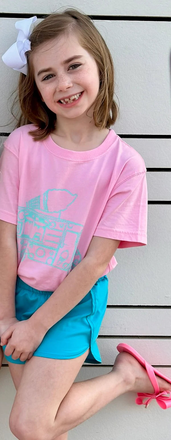 Short Sleeve Light Pink Ice Cream Truck T-Shirt - Born Childrens Boutique