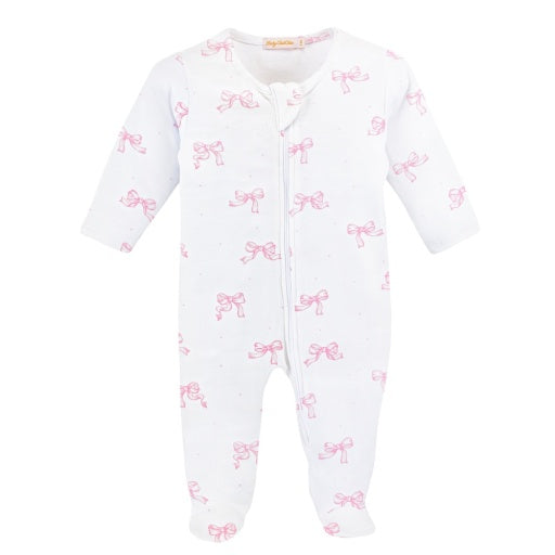 Pretty Bows Zipped Footie - Born Childrens Boutique